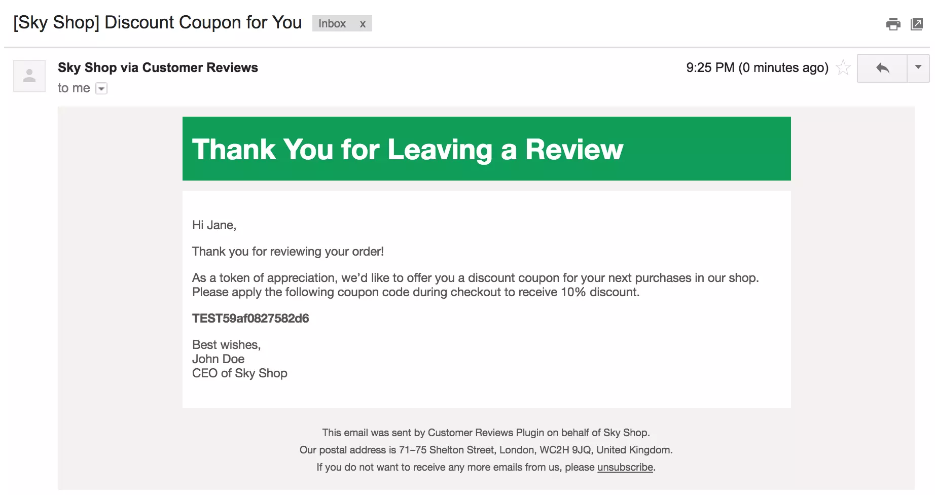 Apžvalgos nuolaidos pavyzdys