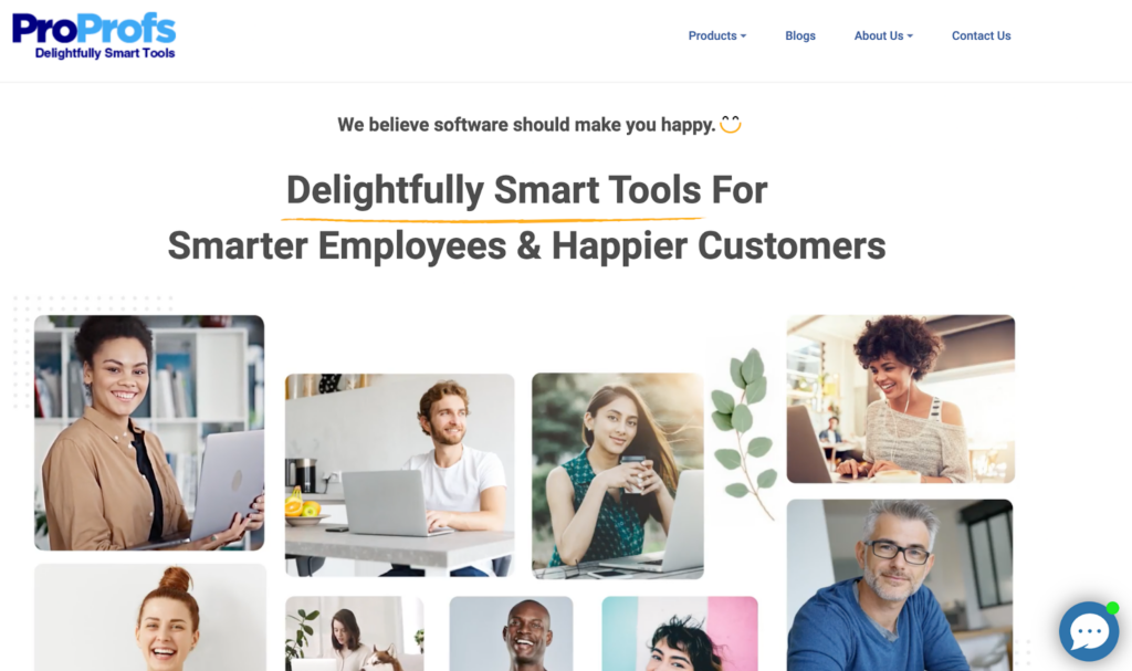 ProProfs žinių bazės programinės įrangos pagrindinis puslapis