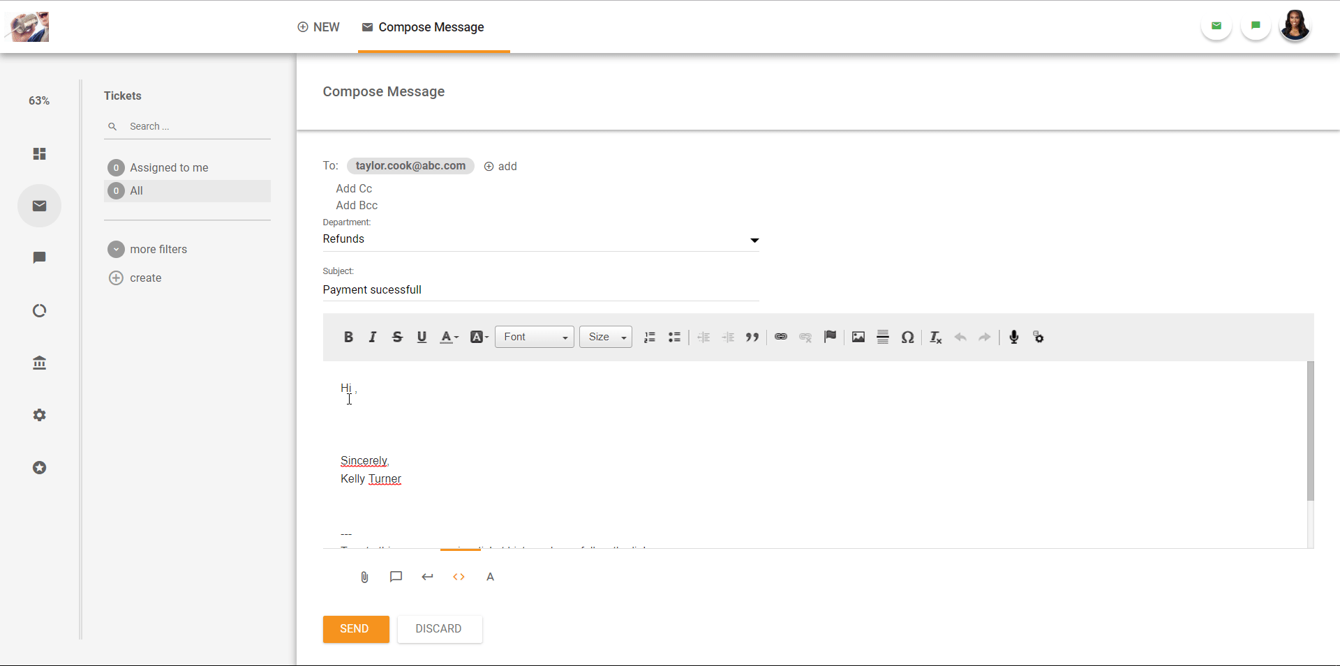 Bilieto sistemos sąsajos apžvalga LiveAgent.